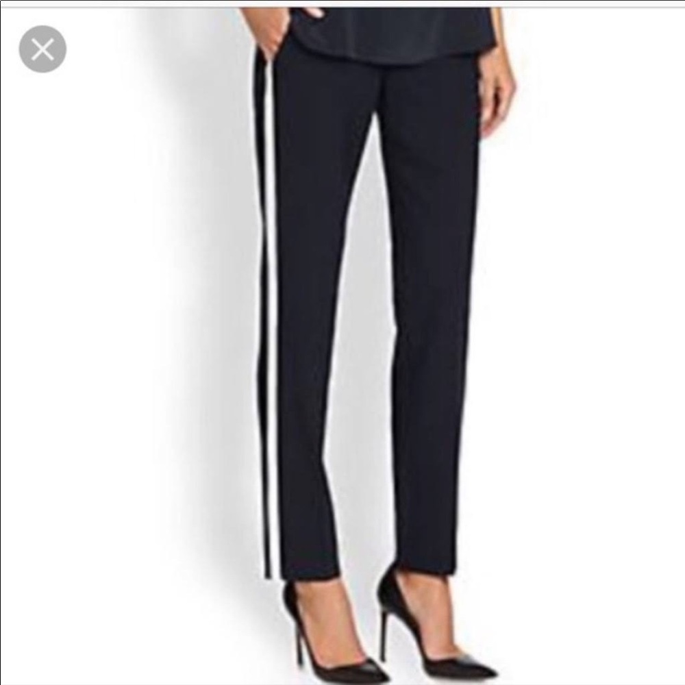 Vince Black Tailored Pants with White Stripe